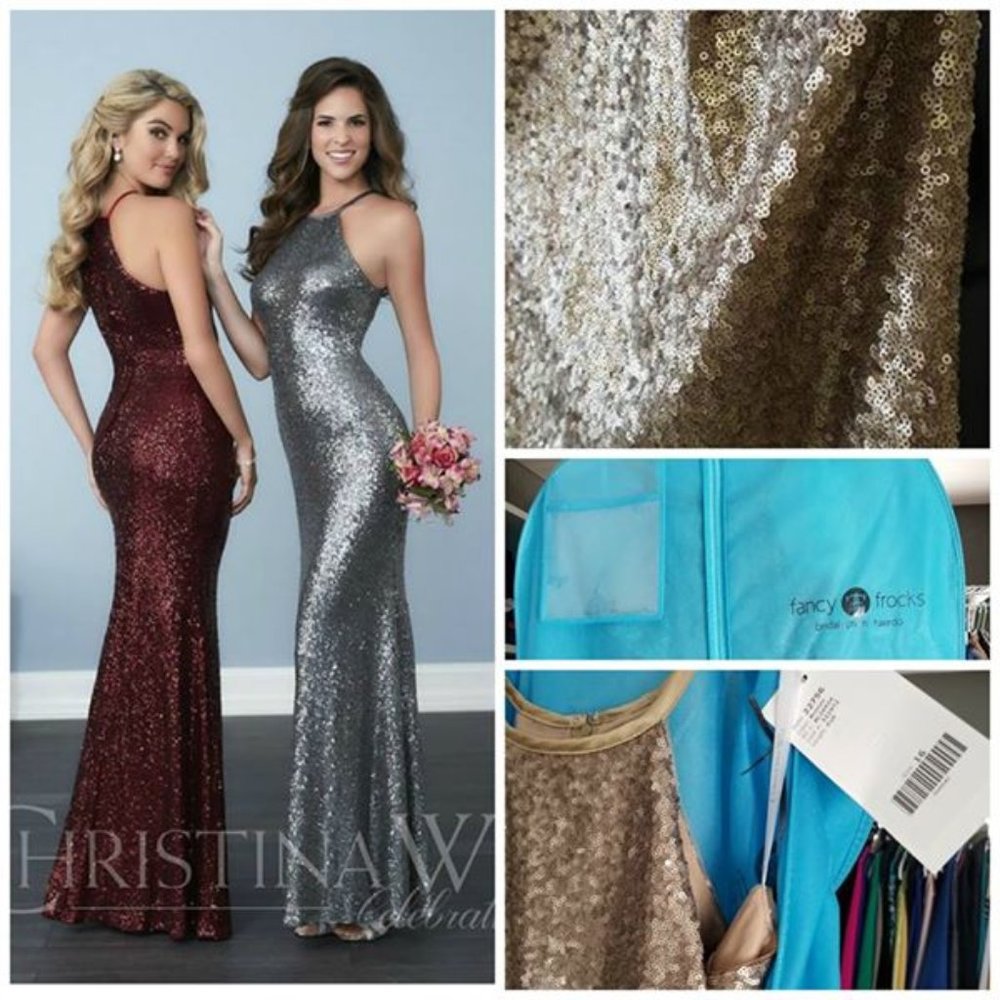 Bronze Christina Wu Sequin Gown